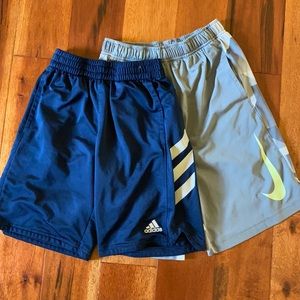 Youth Basketball shorts 2 pair. YL Nike and YM (10/12) Adidas shorts.